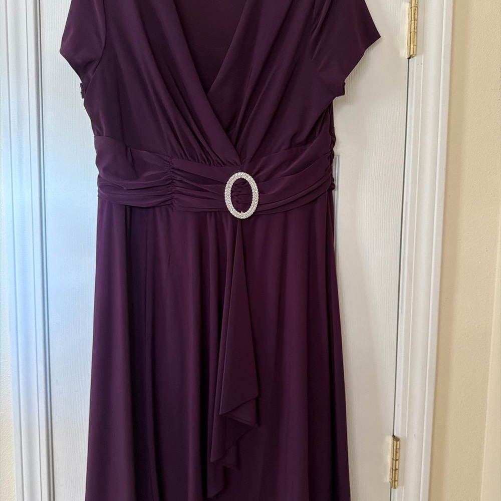 R&M Richards Deep Purple Asymmetrical Dress
